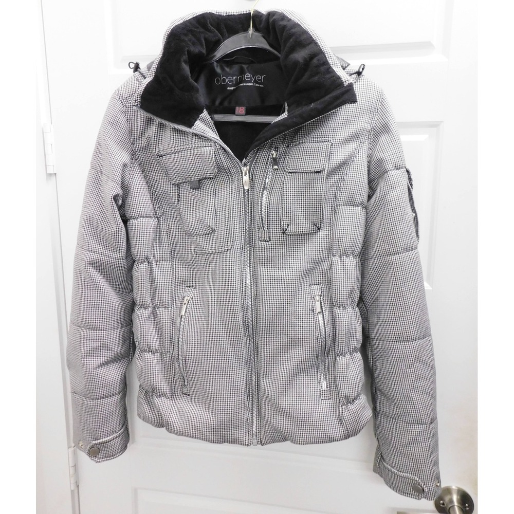 Obermeyer Leighton Luxe Jacket Ski Coat Jacket Black White Houndstooth Size 8